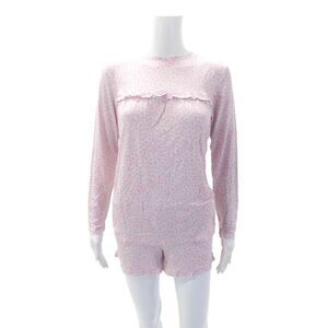 Emerson Road Womens Ruffled Long Sleeve Top & Shorts PJ Set Little Giraffe White